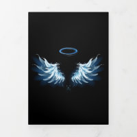 Blue Glowing Angel Wings on black background