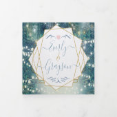 Invitation Trois Volets Blue Green Gold Rustic Chic Forest Mariage (Protection)