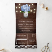 Invitation Trois Volets Blue Hydrangea Mason Jar String Mariage (Intérieur)