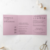 Invitation Trois Volets Blush Pink Wedding set kindly reply (Intérieur)