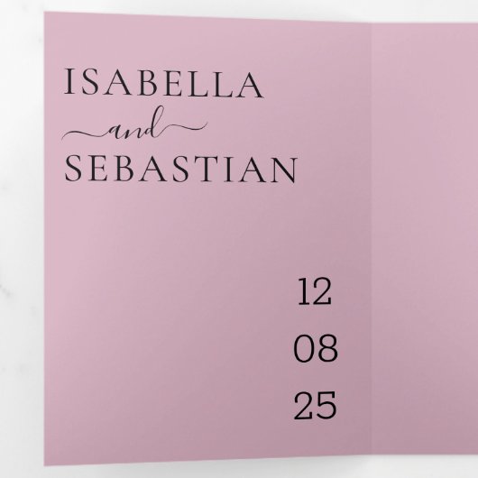 Invitation Trois Volets Blush Pink Wedding set kindly reply (Intérieur en premier)