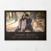 Invitation Trois Volets Boho Antler Terracotta Floral QR Code Mariage en b (Page de couverture)