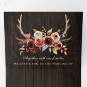 Invitation Trois Volets Boho Antler Terracotta Floral QR Code Mariage en b (Intérieur en premier)
