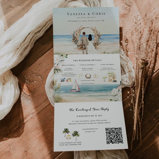 Invitation Trois Volets Boho Beach | Mariage Illustré