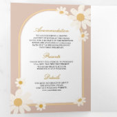 Invitation Trois Volets Boho Beige Cream Jaune Daisy Tout en un Mariage (Intérieur en premier)