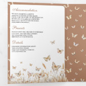 Invitation Trois Volets Boho Beige Fleur sauvage Butterfly Arch Mariage (Intérieur en premier)