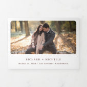 Invitation Trois Volets Boho Burgundy Roses Sunflowers QR Code Mariage (Page de couverture)