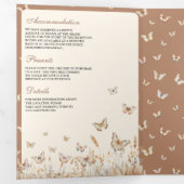 Invitation Trois Volets Boho Crème Beige Fleur sauvage Papillon Arch Maria (Intérieur en premier)