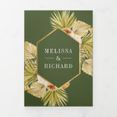 Invitation Trois Volets Boho Earthy Floral Olive Green QR Code Mariage (Page de couverture)