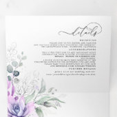 Invitation Trois Volets Boho Elegant Purple Succulents Mariage de verdure (Intérieur en premier)