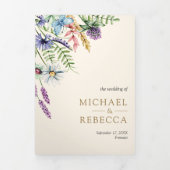 Invitation Trois Volets Boho Fleur sauvage Photo All in One Cream Mariage (Page de couverture)