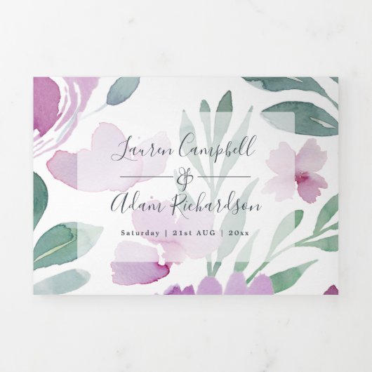 Invitation Trois Volets Boho Floral Mariage (Page de couverture)