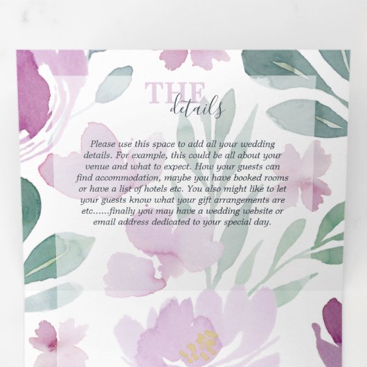 Invitation Trois Volets Boho Floral Mariage (Intérieur en premier)