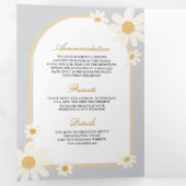 Invitation Trois Volets Boho Gris Crème Jaune Daisée Tout en un Mariage (Intérieur en premier)