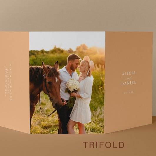 Invitation Trois Volets Boho mariage moderne photo RSVP détails QR code