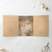 Invitation Trois Volets Boho mariage moderne photo RSVP détails QR code (Intérieur)