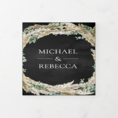 Invitation Trois Volets Boho Pampas Eucalyptus Wreath Mariage noir (Protection)