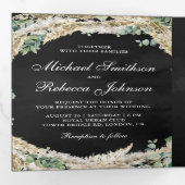 Invitation Trois Volets Boho Pampas Eucalyptus Wreath Mariage noir (Intérieur en premier)