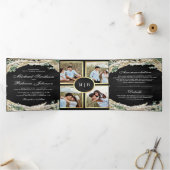 Invitation Trois Volets Boho Pampas Eucalyptus Wreath Mariage noir (Intérieur)