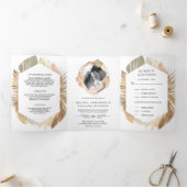 Invitation Trois Volets Boho Pampas Paume séché de la couronne de fer 3 en (Intérieur)