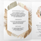 Invitation Trois Volets Boho Pampas Paume séché de la couronne de fer 3 en (Intérieur en premier)