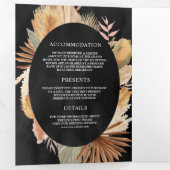 Invitation Trois Volets Boho Pampas séché Palm noir tout en un Mariage (Intérieur en premier)
