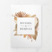 Invitation Trois Volets Boho Pampas séché Palm Photo Collage Mariage (Page de couverture)