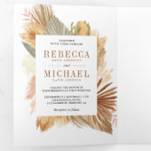 Invitation Trois Volets Boho Pampas séché Palm Photo Collage Mariage (Intérieur en premier)