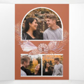 Invitation Trois Volets Boho Rustique Coquillages Nautique QR Code Mariage (Intérieur au milieu)