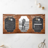 Invitation Trois Volets Bois Chalet Starfish Sable Dollar Beach Mariage (Intérieur)