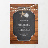 Invitation Trois Volets Bois Chalet Starfish Sable Dollar Beach Mariage (Page de couverture)