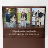 Invitation Trois Volets Bois rustique minimal 3 en 1 Mariage photo Collage (Intérieur en premier)