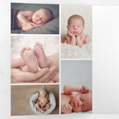 Invitation Trois Volets Botaniques d'hiver Élégant Noël Multi Photo (Intérieur en premier)