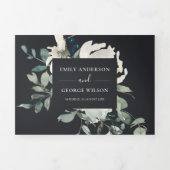 Invitation Trois Volets Bouquet d'aquarelle jaune ivoire noir (Page de couverture)