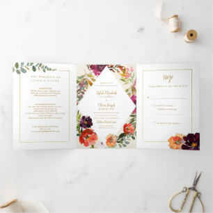 Invitation Trois Volets Bouquet d'automne sauvage   MARIAGE