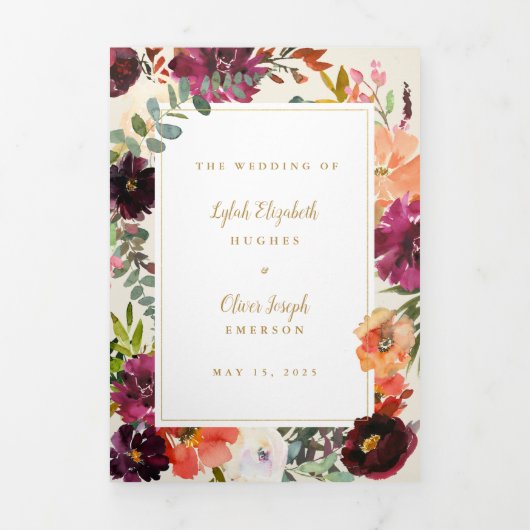 Invitation Trois Volets Bouquet d'automne sauvage | MARIAGE (Page de couverture)