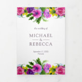 Invitation Trois Volets Bouquet floral de printemps vibrant Mariage photo (Page de couverture)