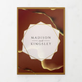 Invitation Trois Volets Bourgogne Or 🌿 Élégant Mariage Abstrait épais (Page de couverture)