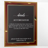 Invitation Trois Volets Bourgogne Or 🌿 Élégant Mariage Abstrait épais (Intérieur en premier)