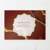 Invitation Trois Volets Bourgogne Or 🌿 Élégant Mariage Abstrait épais (Page de couverture)