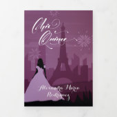 Invitation Trois Volets Bourgogne Rose rose Paris Feu d'artifice Quinceañe (Page de couverture)