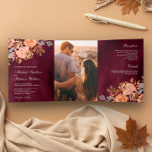 Invitation Trois Volets Bourgogne Rustique Terrain Terracotta Mariage Flor