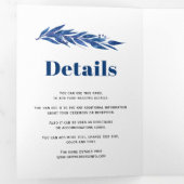 Invitation Trois Volets Branche Eucalyptus en bleu couleur mariage d'autom (Intérieur en premier)