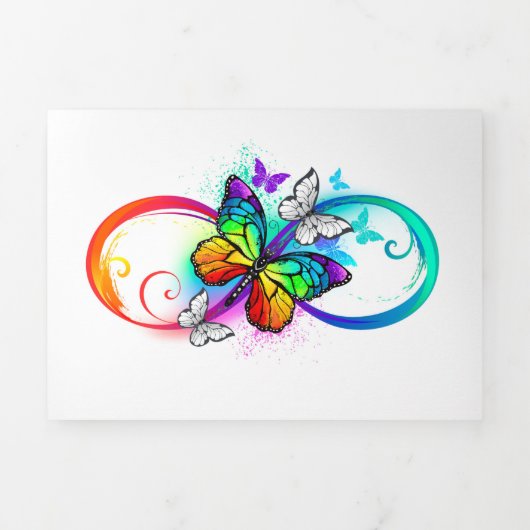 Invitation Trois Volets Bright infinity with rainbow butterfly (Page de couverture)