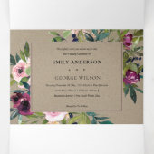 INVITATION TROIS VOLETS BRILLANT BURGUNDY KRAFT FLORAL BUNCH MARIAGE (Intérieur au milieu)