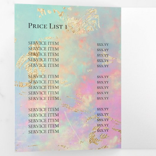 Invitation Trois Volets Brochure arrière - plan d'inspiration opale (Intérieur en premier)