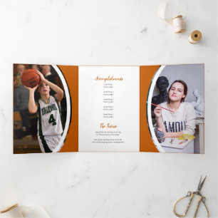 Invitation Trois Volets Brûlé Orange Courbé Frame Trois Diplôme Photo