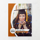 Invitation Trois Volets Brûlé Orange Courbé Frame Trois Diplôme Photo (Page de couverture)