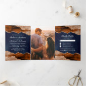 Invitation Trois Volets Brûlé Orange Terracotta Agate Marbre Mariage de ma (Intérieur)