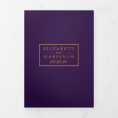 Invitation Trois Volets Bubbles Champagne Violet, Suite Mariage (Page de couverture)